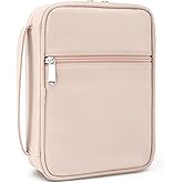 Aburbe Small Bible Cover Case for Women and Men, 9x6 PU Leather Bible Sleeve, Compact Travel Bible Carrier Bag with Front Pen Holders, Zipper Closure, Inner Pockets - Beige