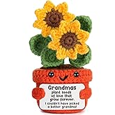 Grandma Gifts for Christmas Birthday Gift for Grandmother, Best Grandma Ever Happy Birthday Mothers Day Ideas, Unique Funny Handmade Crochet Sunflower Grandmother Grandparent Christmas 2025 Present