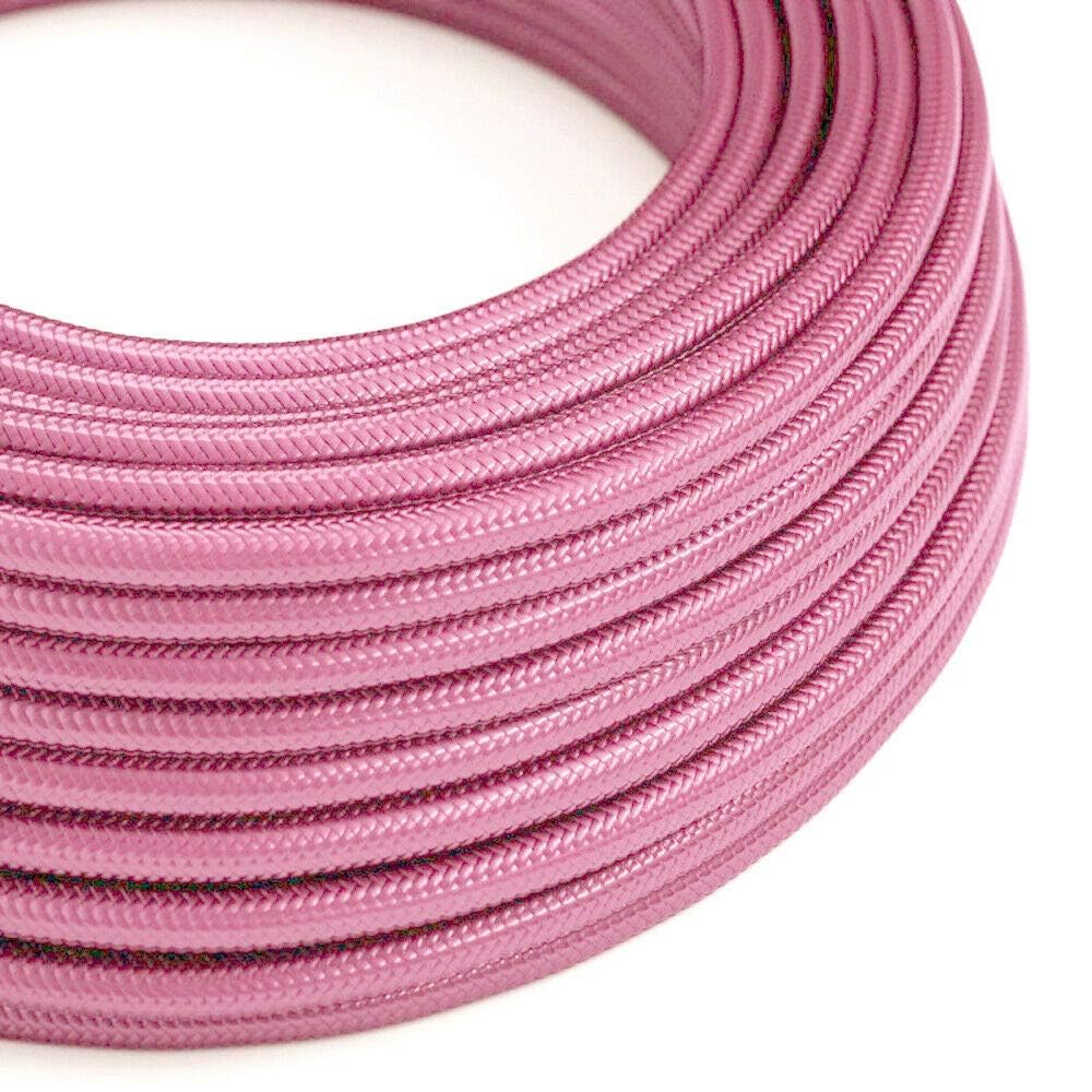 LEDSone 16.4ft Vintage 2 Core Round 18 Gauge Shiny Pink Cable Fabric Cloth Covered Electrical Wire, 5m 2 Conductors Lamp cable Modern Cloth Covered Wire for Pendant Light Bulb Industrial DIY Project. — image 1