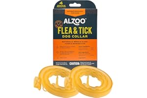 ALZOO Natural Flea & Tick Dog Collar - Helps Repel Fleas, Ticks & Mosquitoes - 100% Plant-Based Active Ingredients - Waterproof - Up to 4 Months Protection - Medium-Sized Dogs: 16-40 lbs - Pack of 2