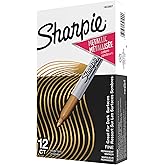 Sharpie Metallic Permanent Markers, Fine Point, Gold, 12 Count