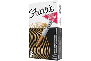 Sharpie Metallic Permanent Markers, Fine Point, Gold, 12 Count