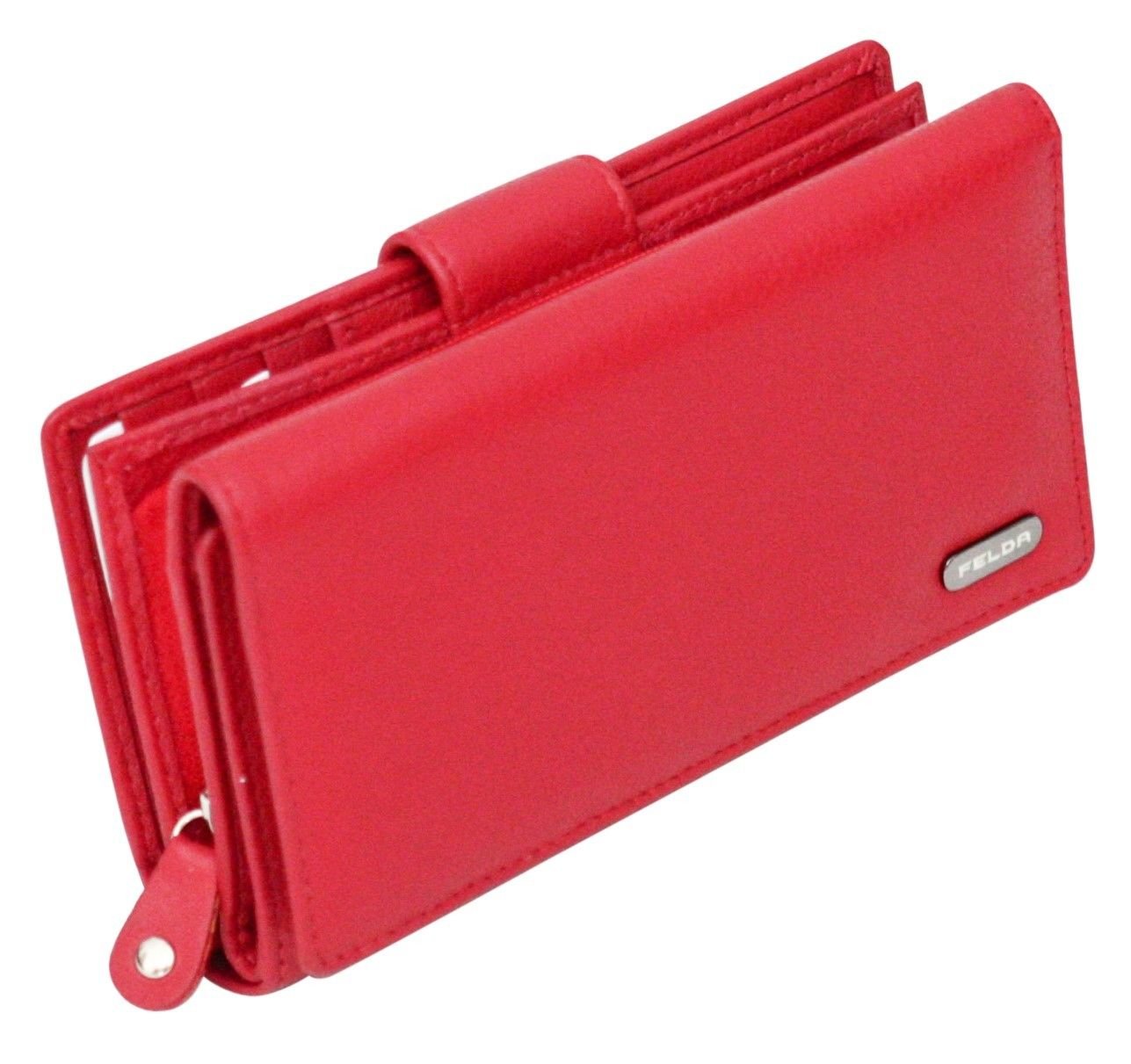 FELDA FeldFelda Womens Genuine Soft Leather Clutch Wallet,Purses for Women - RFID Purse - Large Red Pursea Womens Genuine Soft Leather Clutch Wallet - RFID Protection - Red — image 1