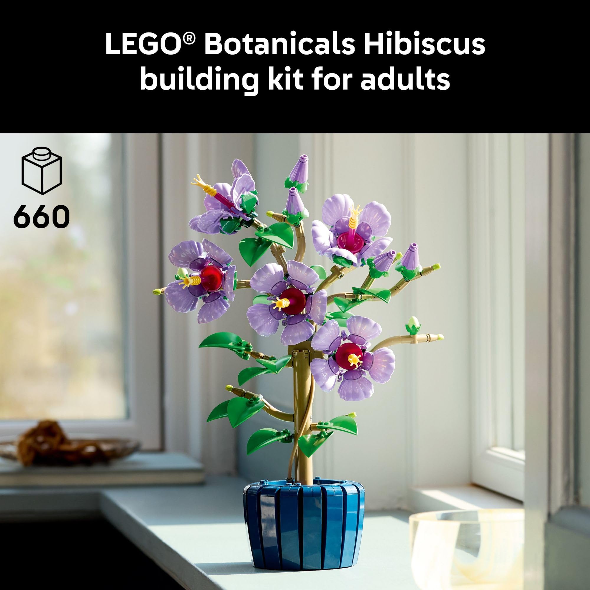 LEGO LEGO Botanicals Hibiscus Flower Building Set - Artificial Plant & Flower Building Blocks for Women & Men, Ages 18+ - Home, Office Decor Gift Idea - 10372