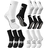 Glitopper 6 Pairs Cross Grip Soccer Socks Anti Slip with Bible Verse Religious Socks with Rubber Dots for Yoga Football