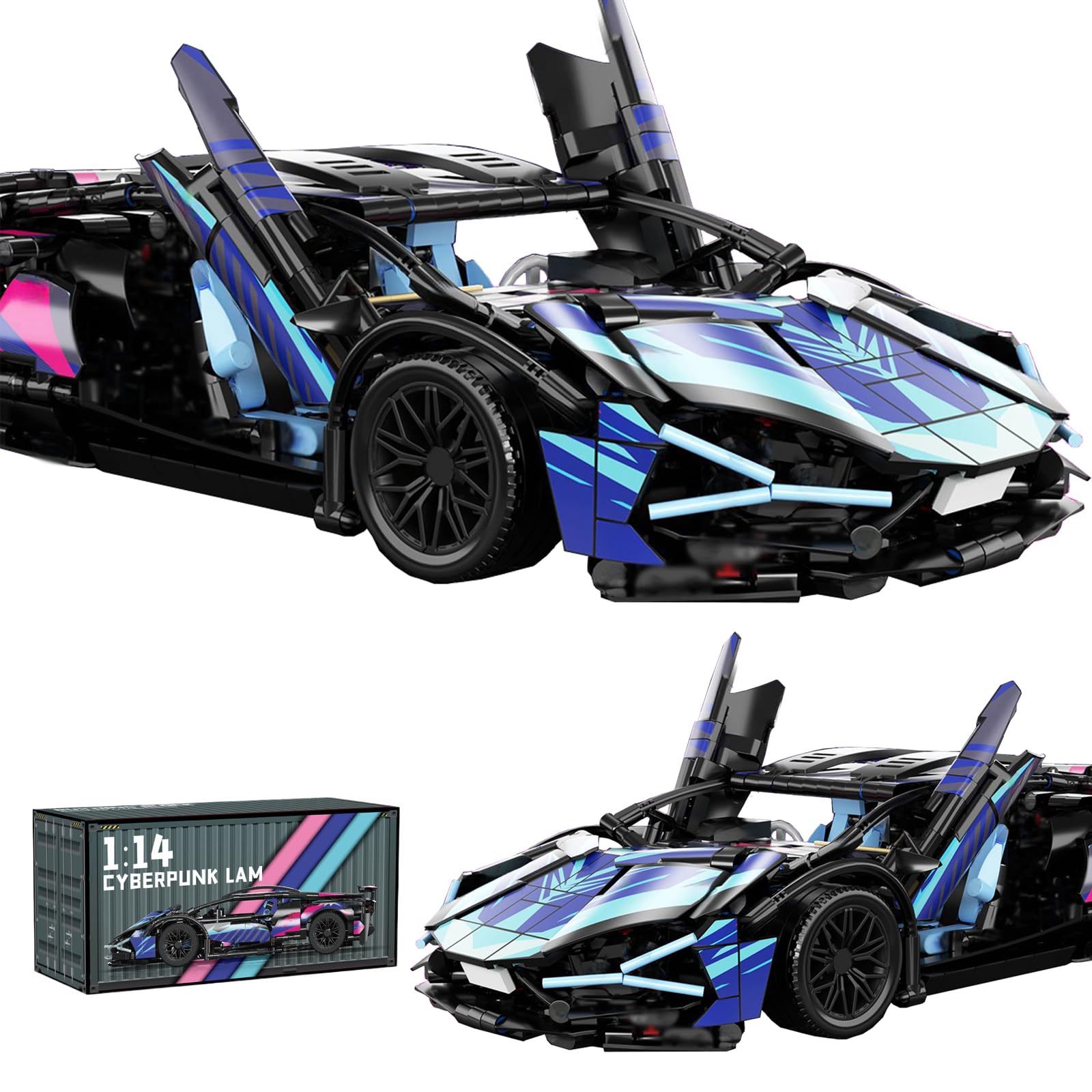 Technic Supercar Building Blocks Set, 1:14MOC Creative Supercar Construction Toys, Vehicle Construction Toys Compatible with major brands(1314PCS) โ image 1