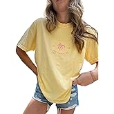 Summer Oversized Flower Graphic Tees Y2k Coastal Beach Palm Surfboard Tops Baggy T-Shirts Teen Girls Preppy Clothes