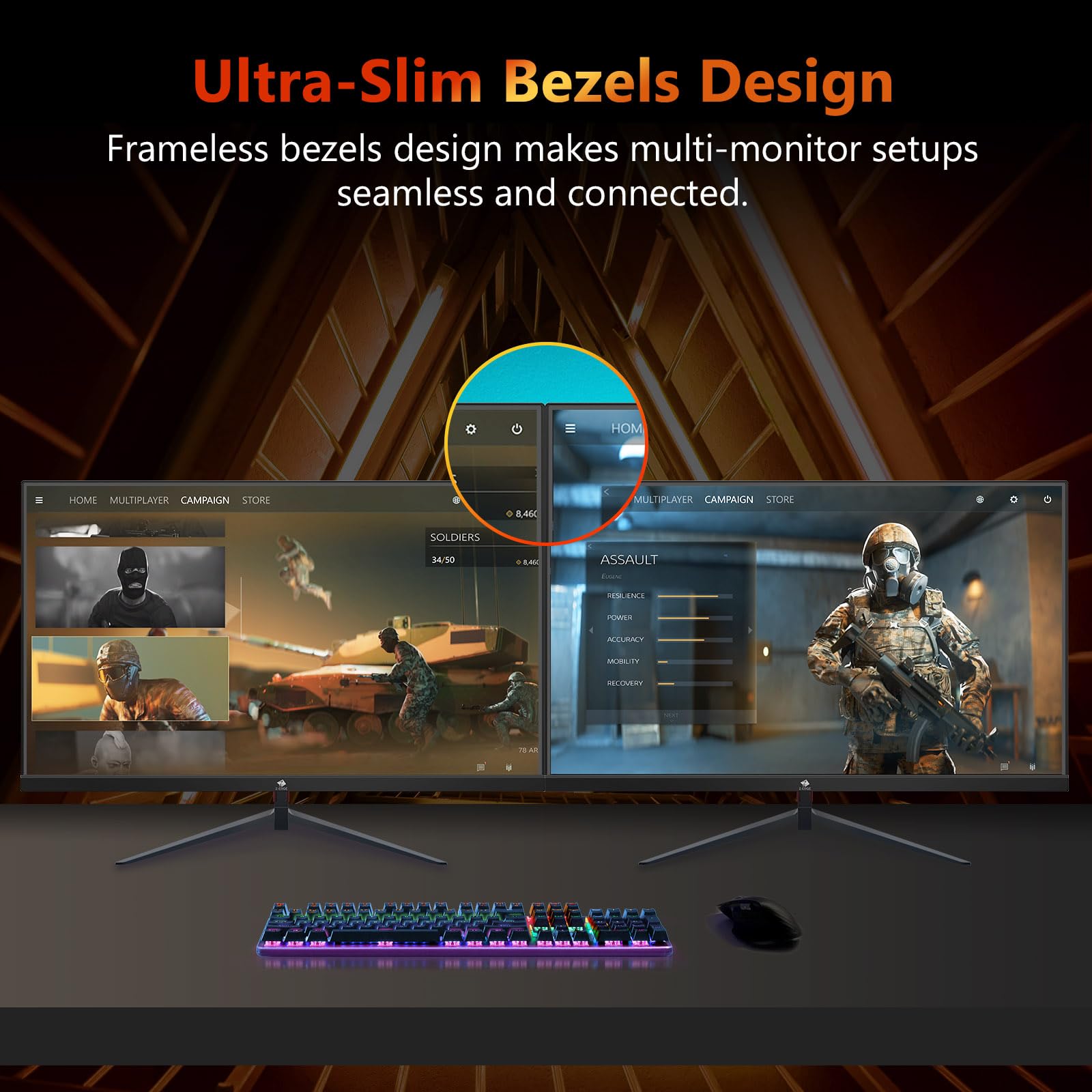Z-Edge 24.5 inch 240Hz 165Hz 144Hz Gaming Monitor, FHD 1080p, MPRT 1ms, VA Monitor Gaming, 350nits, 16.7M Colors, 5000:1 Contrast, UG25I Frameless Bezel, DP x1, HDMI x2