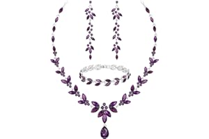 PAXUAN Wedding Jewelry Sets for Bride Bridesmaid Bridal Jewelry Set for Women Wedding Crystal Necklace Earrings Bracelet Set for Party Prom Jewelry