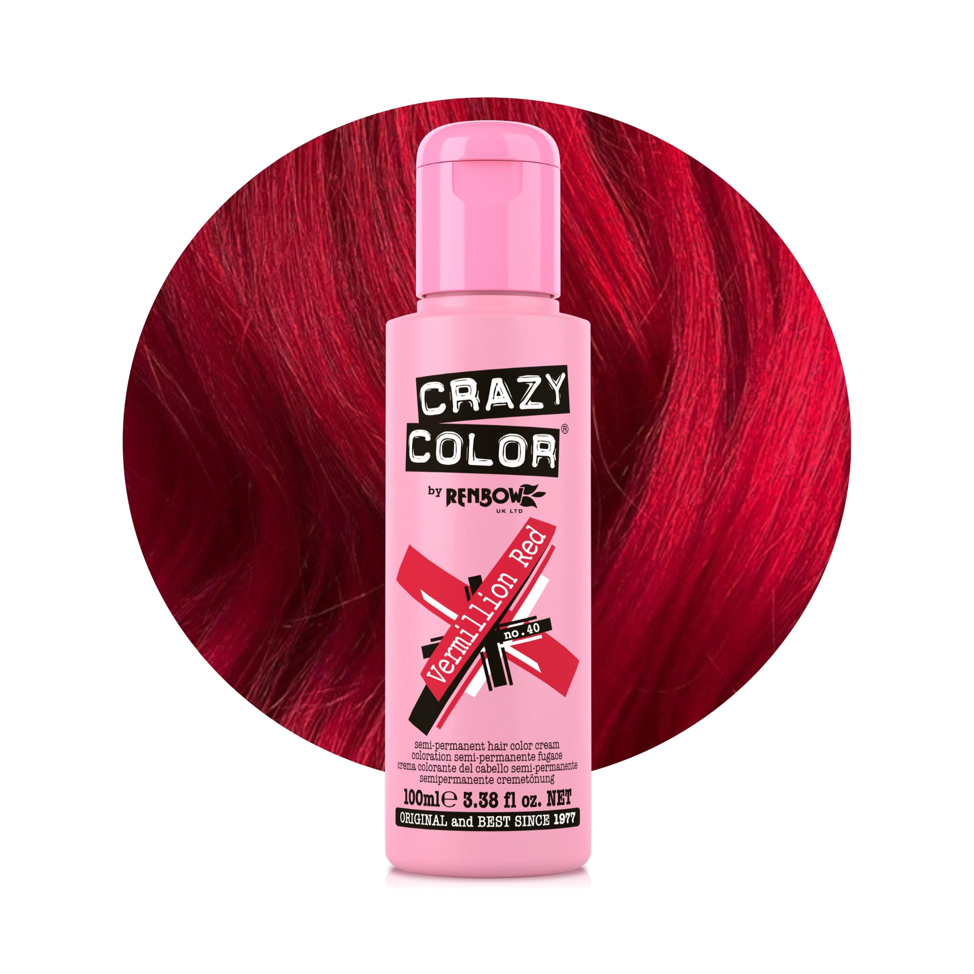 Renbow Crazy Color Semi Permanent Hair Color Cream Vermillion Red No.40 100ml