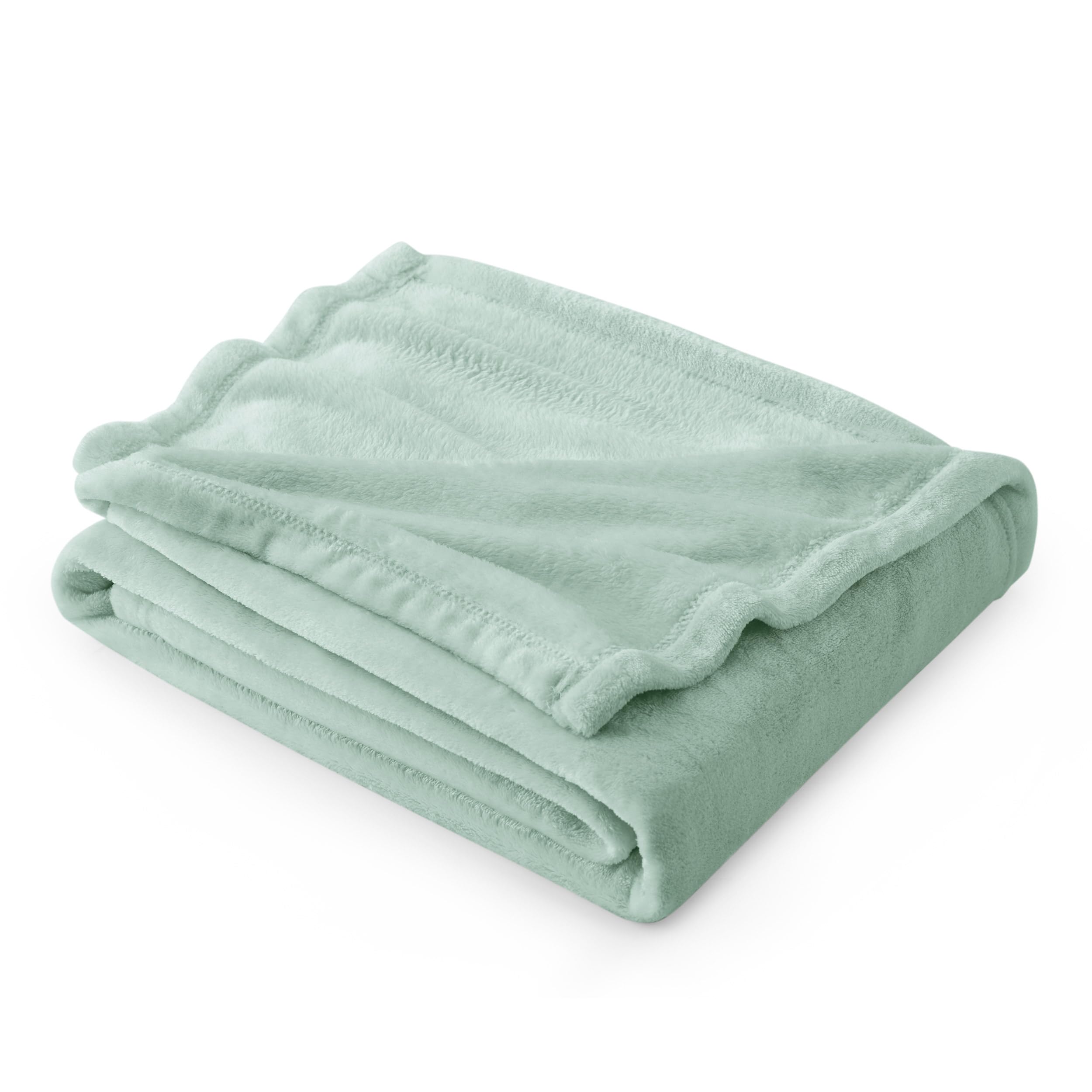 Bedsure Fleece Throw Blanket for Sofa - Soft Cosy Fluffy Blankets for Bed, Warm Single Throws for Audlts, Sage Green, 130x150 cm