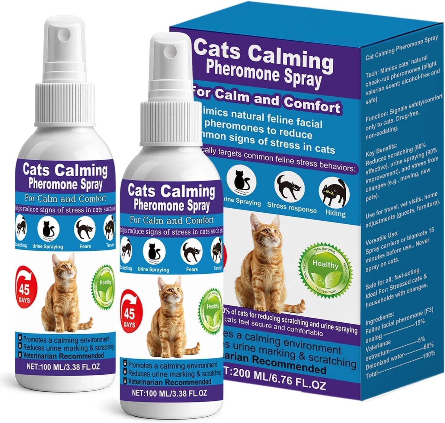 Photo 1 of ??????? ??????????Cat Calming Spray, 15% F3 Cat Pheromone Spray to Help Calm During Travel and Stress and Reduce Urine Spraying, Scratching, Excessive Grooming & Aggression 2*100mL