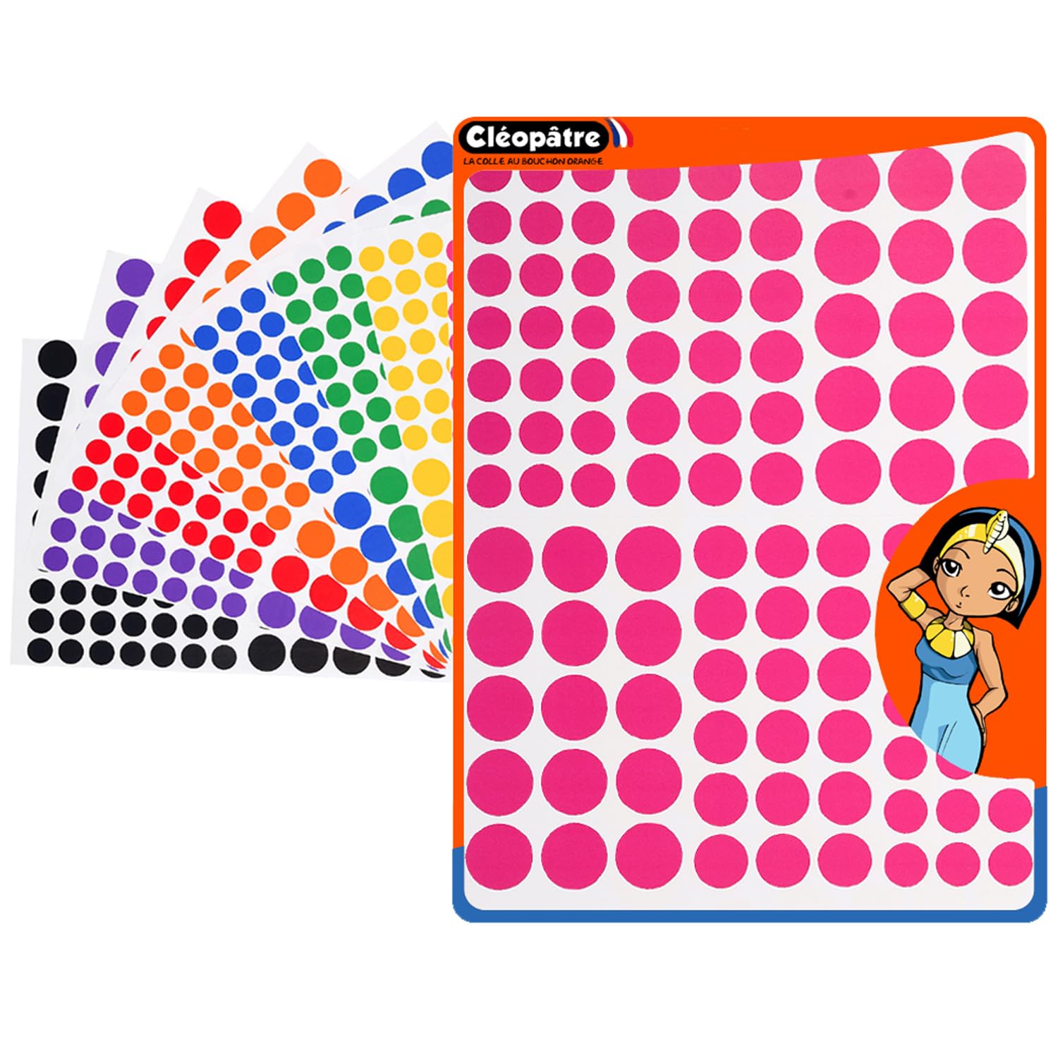 CLEOPATRE - Sheet of 2592 Stickers Including 108 Round Stickers per Sheet for Crafts
