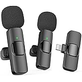 Oraolo Mini Wireless Lavalier Microphone for iPhone, 2 Pack Professional Lapel Mics for Recording, Clip-on Mic with Noise Reduction, Lav Mic for Interview TikTok Vlog YouTube (for iPhone 14 and Below)