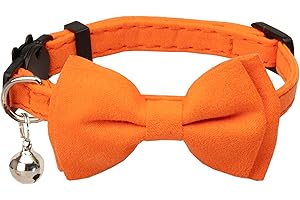 Gyapet Cat Collar with Bell Breakaway Kitten Small Puppy Safety Bow Tie Solid Wedding Basic Color [1pc] Orange