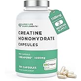 Love Life Supplements Creapure® Creatine Monohydrate, 150 Capsules, 1 Gram per Capsule (not Powder or Tablets), 30-50 Servings, for Muscle Building, Strength & Power Output, 3rd Party Tested