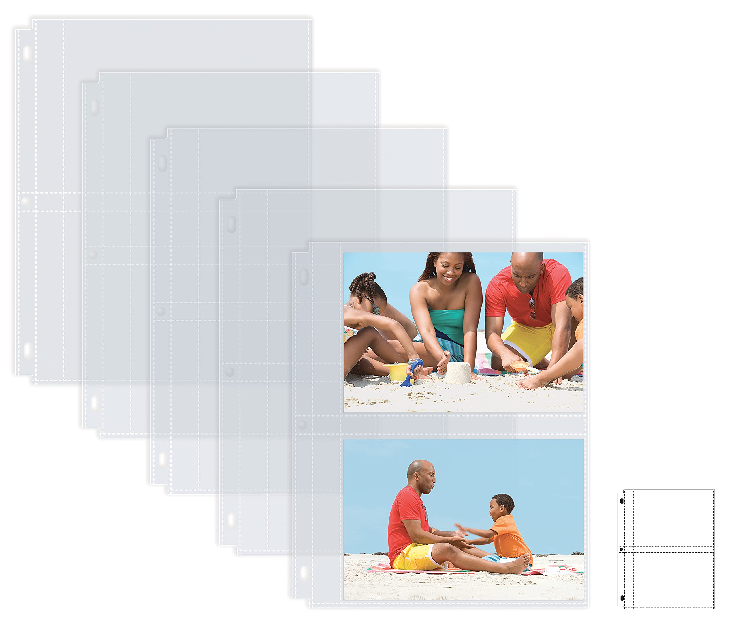Better Office Products Photo Album Refill Sheets, 5 x 7 Inch, Heavyweight, Diamond Clear 3 Ring Photo Binder Page Refills, by , 200 Total Photos, Each 2-Pocket Sheet Holds Up to 4 Photos (50 Pack)