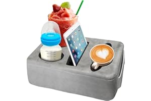 Nisdoing 4 Hole Couch Cup Holder Tray, Cup Holder for Bed Suitable for Cup Holders on Sofas, beds, Camping, RVs, Cars, and Beaches.Gray