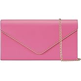 Vegan Leather Envelope Clutch Bag Classic Dressy Purse Foldover Evening Handbag