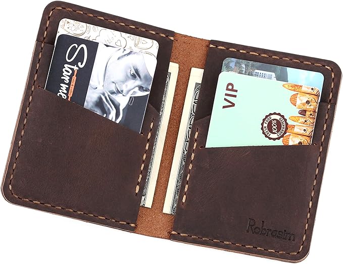 Amazon Co Jp ハンドメイド二つ折りレザー財布 ミニマリストデザイン レザークレジットカード財布 Us サイズ Medium カラー ブラウン シューズ バッグ