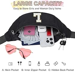 Large Fanny Pack Initial Crossbody Bag for Women