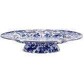 Golden Rabbit Enamelware Cake Plate, 12.5 inch, Cobalt Swirl | 12.5 inch