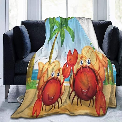 MIGAGA Blanket Smiling Hermit Crabs with A Tropical Setting On The