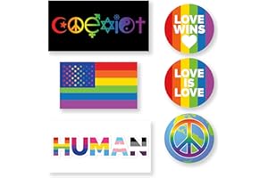 ELLOPI Extra Large, Waterproof LGBTQIA Stickers 6 Pc Set. XL Gay Pride Sticker Pack. Premium LGBTQ Ally Vinyl Decals for Windows, Walls, Water Bottles, Tumblers, Cars, Trucks, Bumpers, Crafts, Laptops, Skis