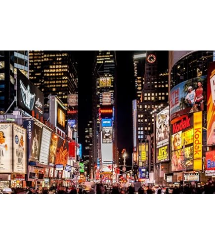 Amazon.com: New York Skyline with Vibrant Colors at Night Photo