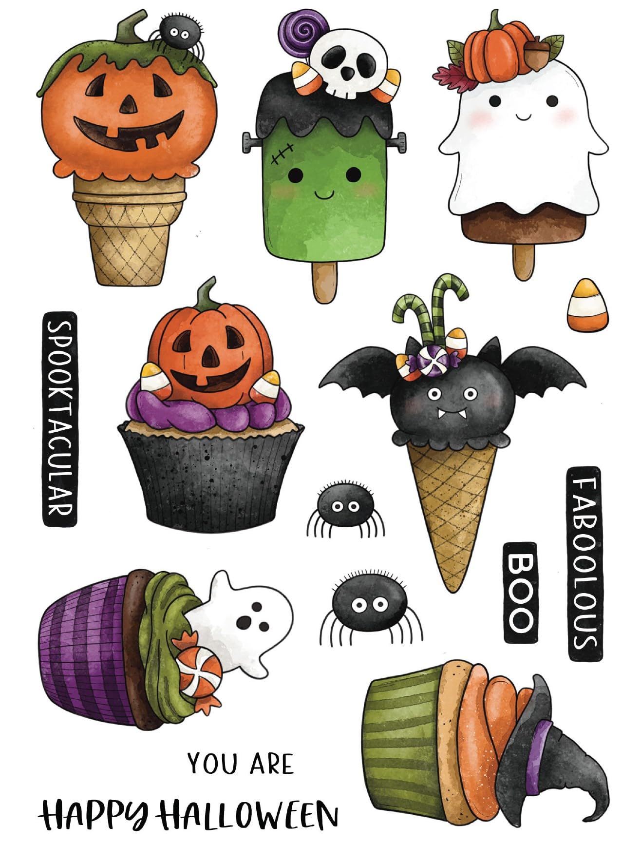 Jane's Doodles Creative Expressions Spooktacular 6 in x 8 in Clear Stamp Set, 4 x 6 inch