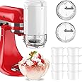 Shaved Ice Attachment for KitchenAid Stand Mixers with 8 Ice Molds, Ice Shaver Attachment, Snow Cone Attachment/Maker with Coarse and Fine Blades