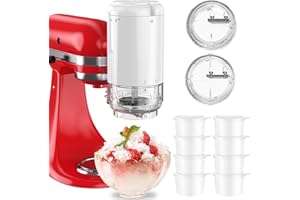 KITOART Shaved Ice Attachment for KitchenAid Stand Mixers with 8 Ice Molds, Ice Shaver Attachment, Snow Cone Attachment/Maker with Coarse and Fine Blades