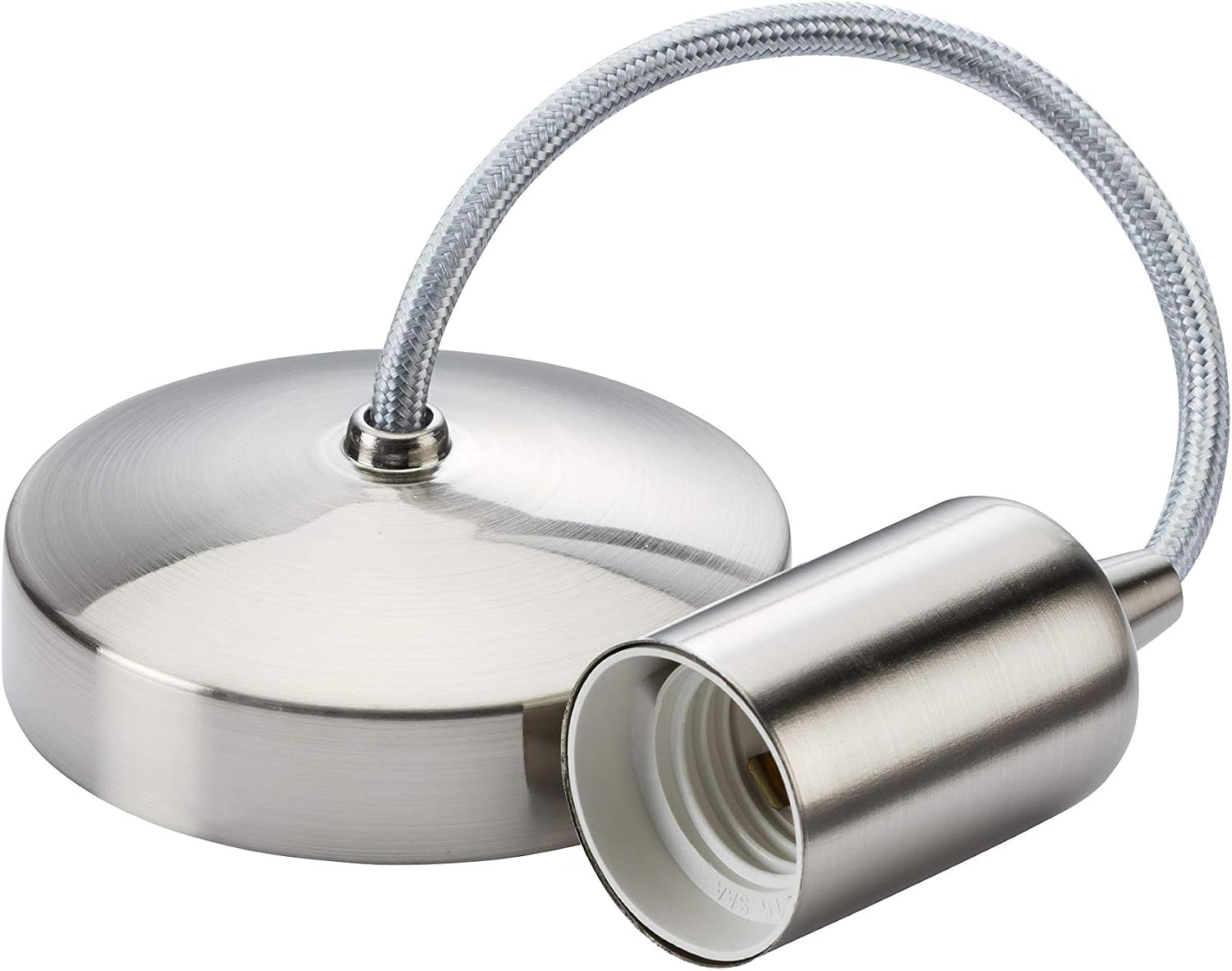 Knightsbridge 6 Inch E27, Contemporary Pendant Set in Brushed Chrome, 150mm