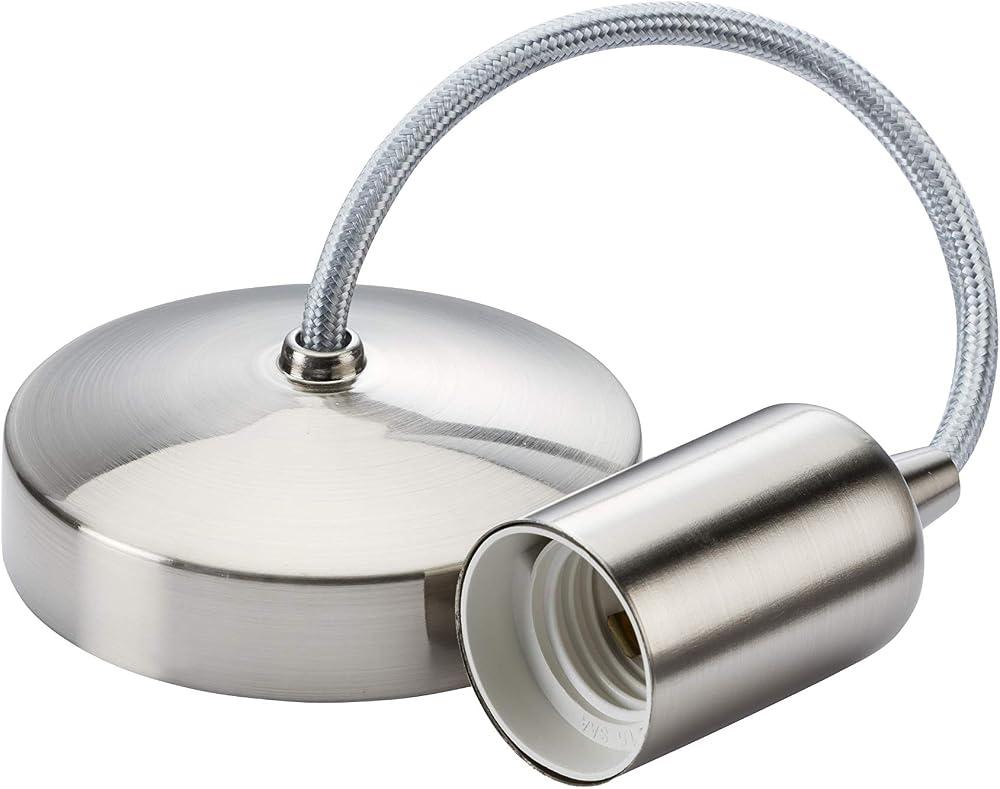 Knightsbridge 6 Inch E27 Contemporary Pendant Brushed Chrome