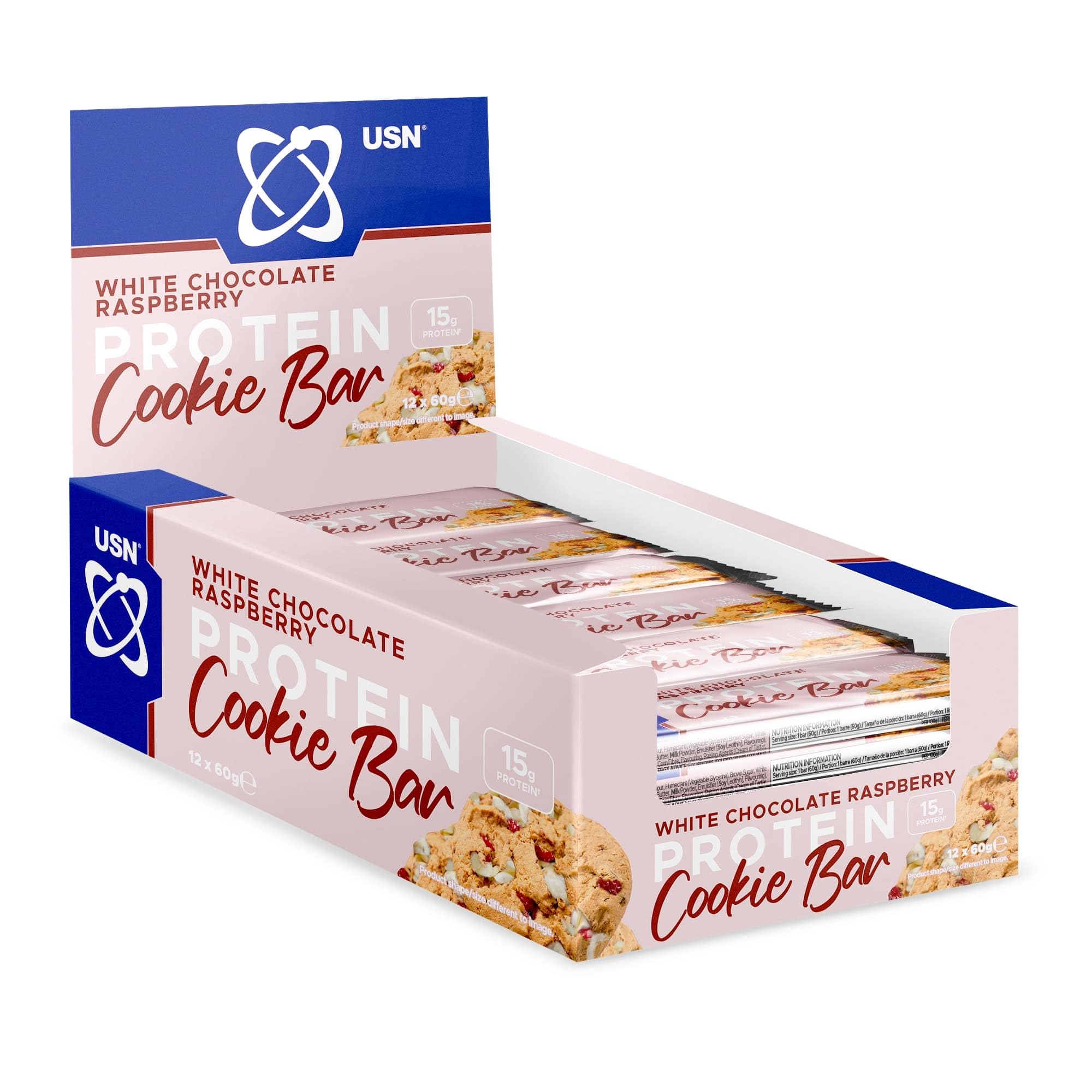 USN Trust Cookie Bar, White Chocolate & Raspberry Protein Cookie: High Protein Bars, Perfect On-the-Go & Post-Workout Protein Snacks (12 x 60g Bars per Pack)