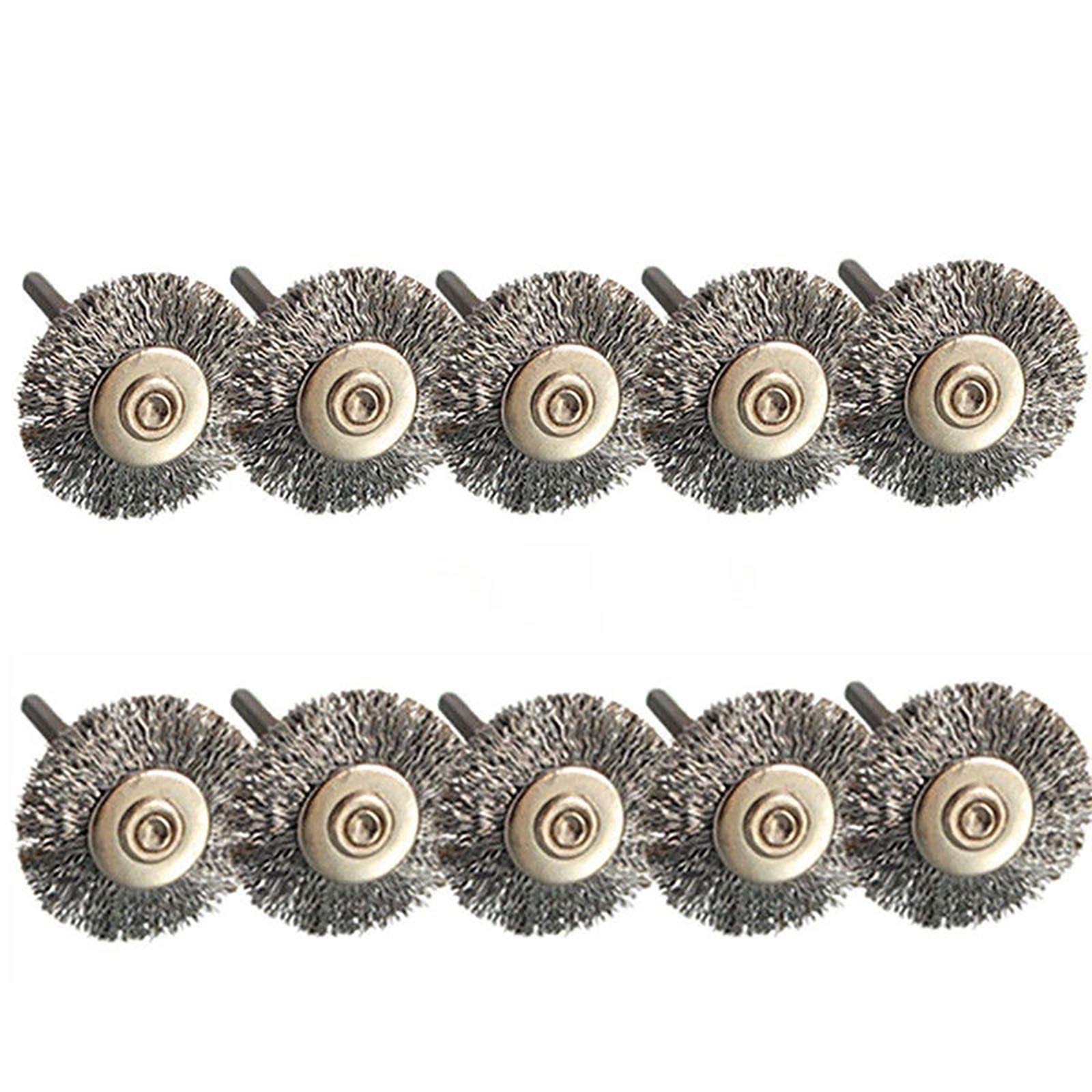 10pcs Steel Wire Wheel Brushes Polishing Set Buffing Accessories Kit for Rotary Tool