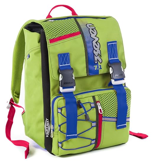 title=Zaino scuola sdoppiabile SEVEN- FLUO- Verde- VARIANT SYSTEM- con auricolari!