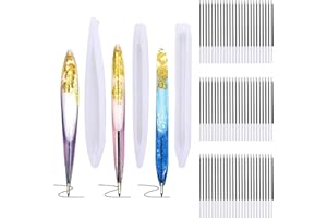 JANYUN 3 Pieces Pen Shape Resin Mold Ballpoint Pen Silicone Molds Epoxy Resin Molds Resin Casting Molds with 75 Pieces Ballpoint Refill Pens for DIY Resin Crafts Making (Black)