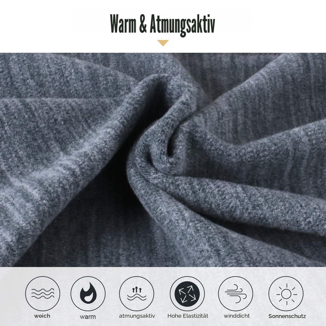 2 Stück Damen Herren Winter Loop Schal Weichem Fleece Halswärmer Winddicht Ski Maske Schlauchschal Warmer für Skifahren Laufen Radfahren 3