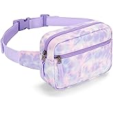 Choco Mocha Fanny Pack for Girls Kids Fanny Pack 6-8 Girls Belt Bag Ages 8-12 Toddler Fannys Packs Christmas Gifts, Tie Dye Purple