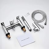 Hapilife Waterfall Bath Shower Mixer Tap Twin Lever 2 Hole Deck Mounted Chrome view 7