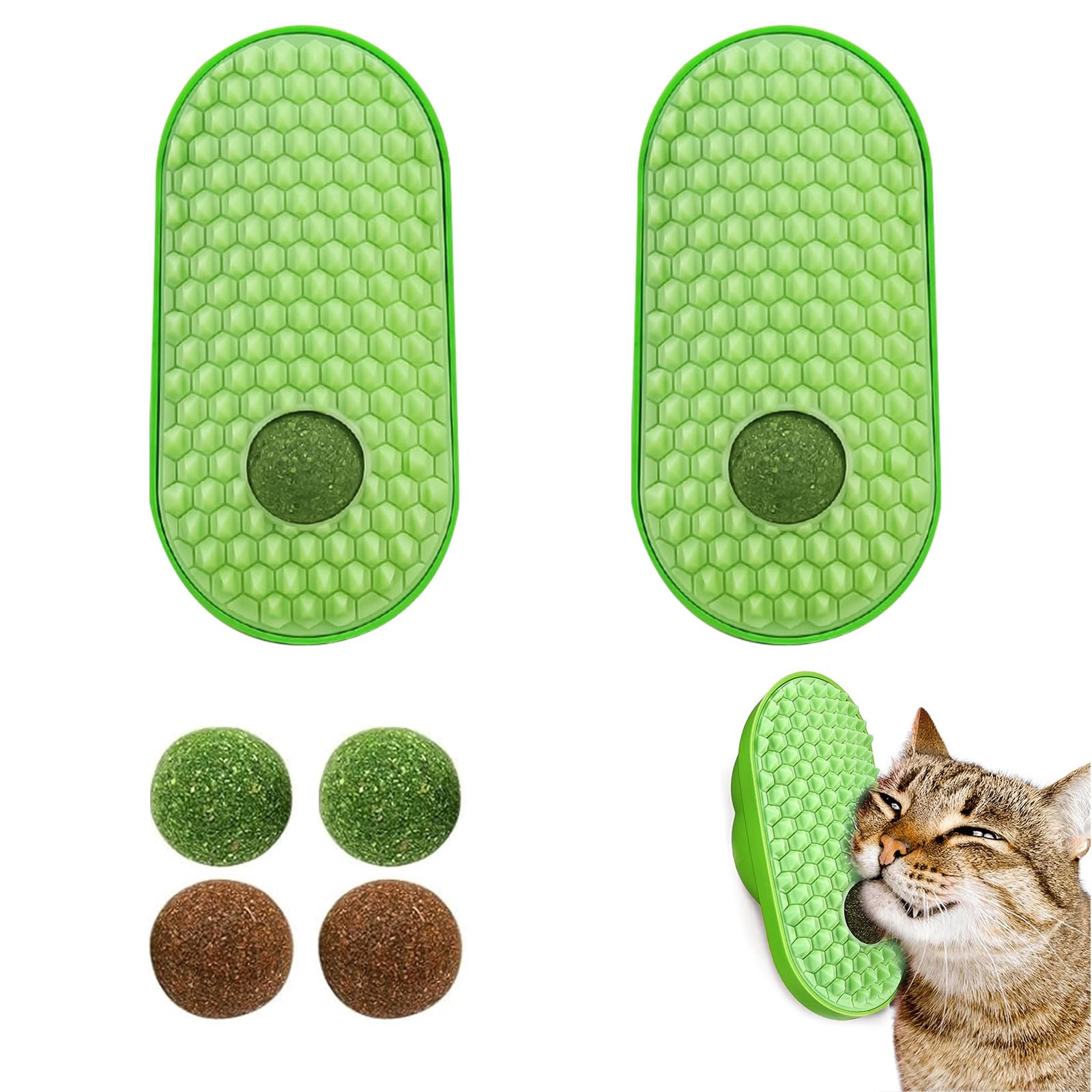 EnixwH 2 Ball Catnip for Cats Toys, Catnip for Cats Toy, Catnip Balls Cat Toy Cat Edible Balls Rotatable Catnip Toys (Green)
