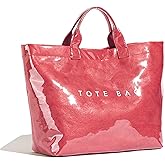 BBIQI PVC Tote Bag for Women Plastic Tote Bag Letters Print Handbag Hobo Bags for Work Shopping Gift