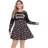 HDE Women's Plus Size Party Dress Ugly Christmas Sweater Long Sleeve Above Knee Skater Dress Fun Holiday Xmas Swing Tunic