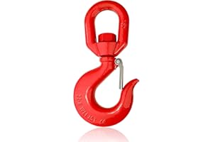 SCIEO 15 Ton Swivel Hook for Lifting - Heavy Duty Swivel Lifting Hook with Safety Latch | Self Locking Rigging Swivel Hook Grade 80 Hoist Swivel Eye Sling Hook for Crane with 33069 lbs Load Capacity