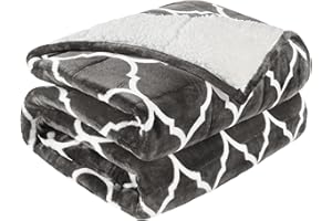 Cottonblue Morocco Sherpa Weighted Blanket 20lbs for Adult, Soft Fuzzy Fleece Bed Blanket with Ceramics Beads, Dual Sided Cozy Plush Weighted Blanket for All Season, 60 x 80 inches, Gray