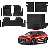 NIKALAIKA Floor Mats & Cargo Liner & Backrest Mat for 2024 2025 2026 Chevrolet/Chevy Trax All Weather Protection TPE Rubber Full Set Automotive Floor Liners Accessories, Odorless Anti-Slip, Black