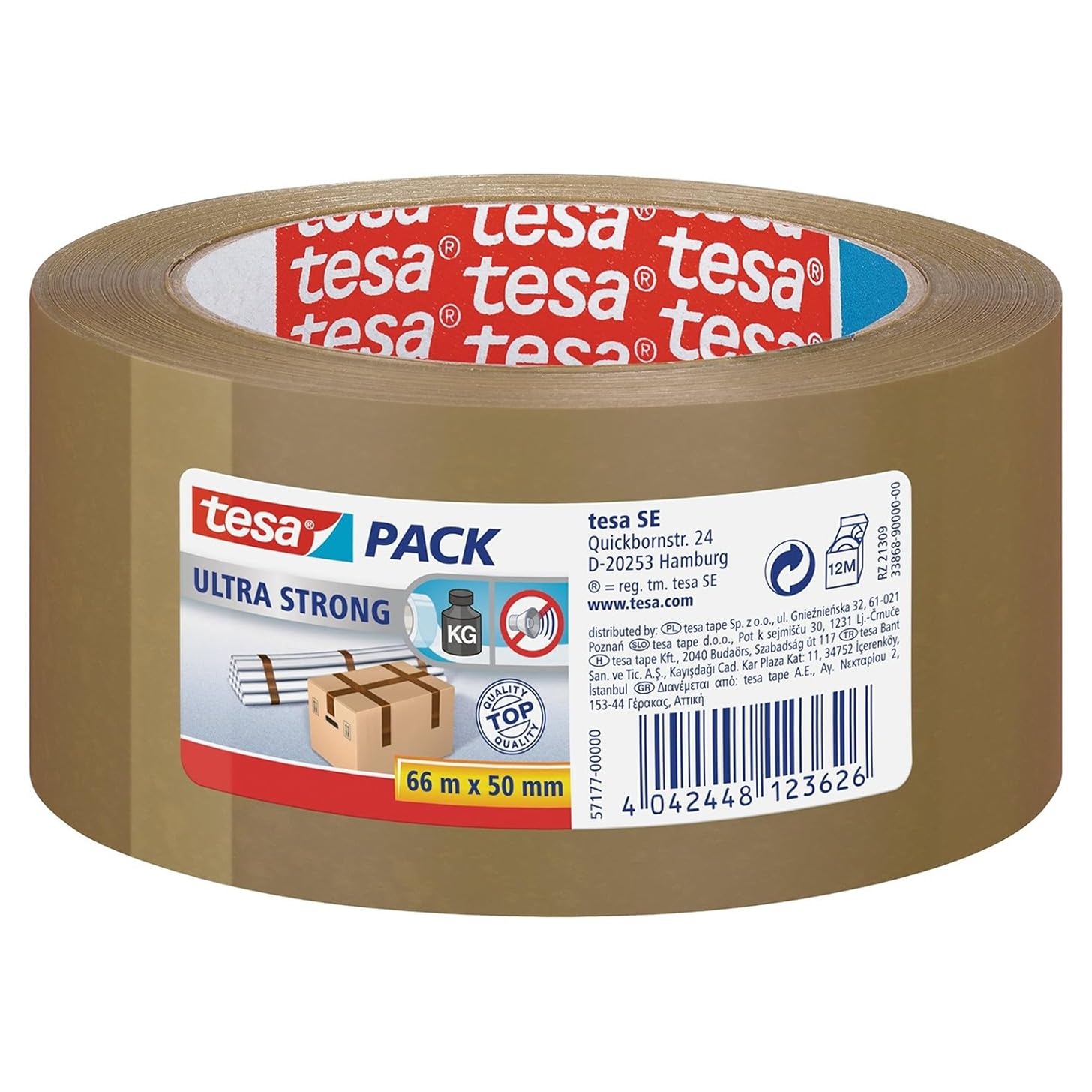 tesapack Ultra Strong - PVC Packing Tape for Firm Packaging and Secure Packing - brown - 66 m x 50 mm — image 1