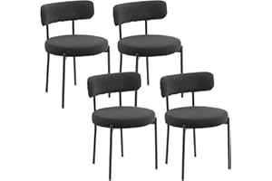 HOMCOM Dining Chairs Set of 4, Modern Kitchen Chairs with Corduroy Upholstery and Steel Legs for Living Room, Bedroom, Black