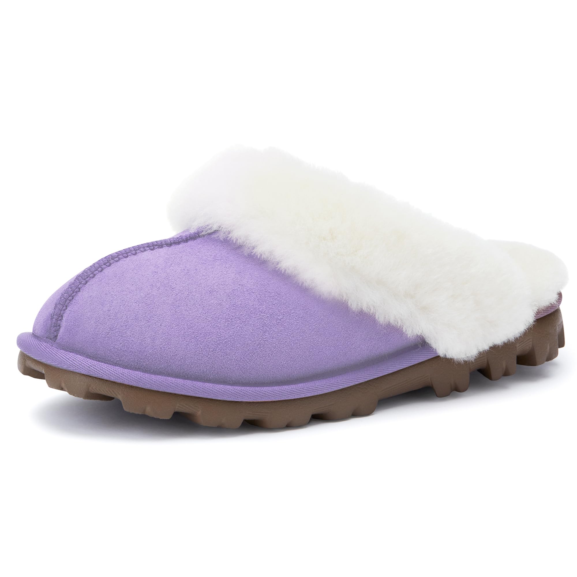 WaySoft Women's Genuine Australian Sheepskin Slippers, 18mm Wool Pile, Memory Foam, Durable Anti-Slip EVA Sole Image